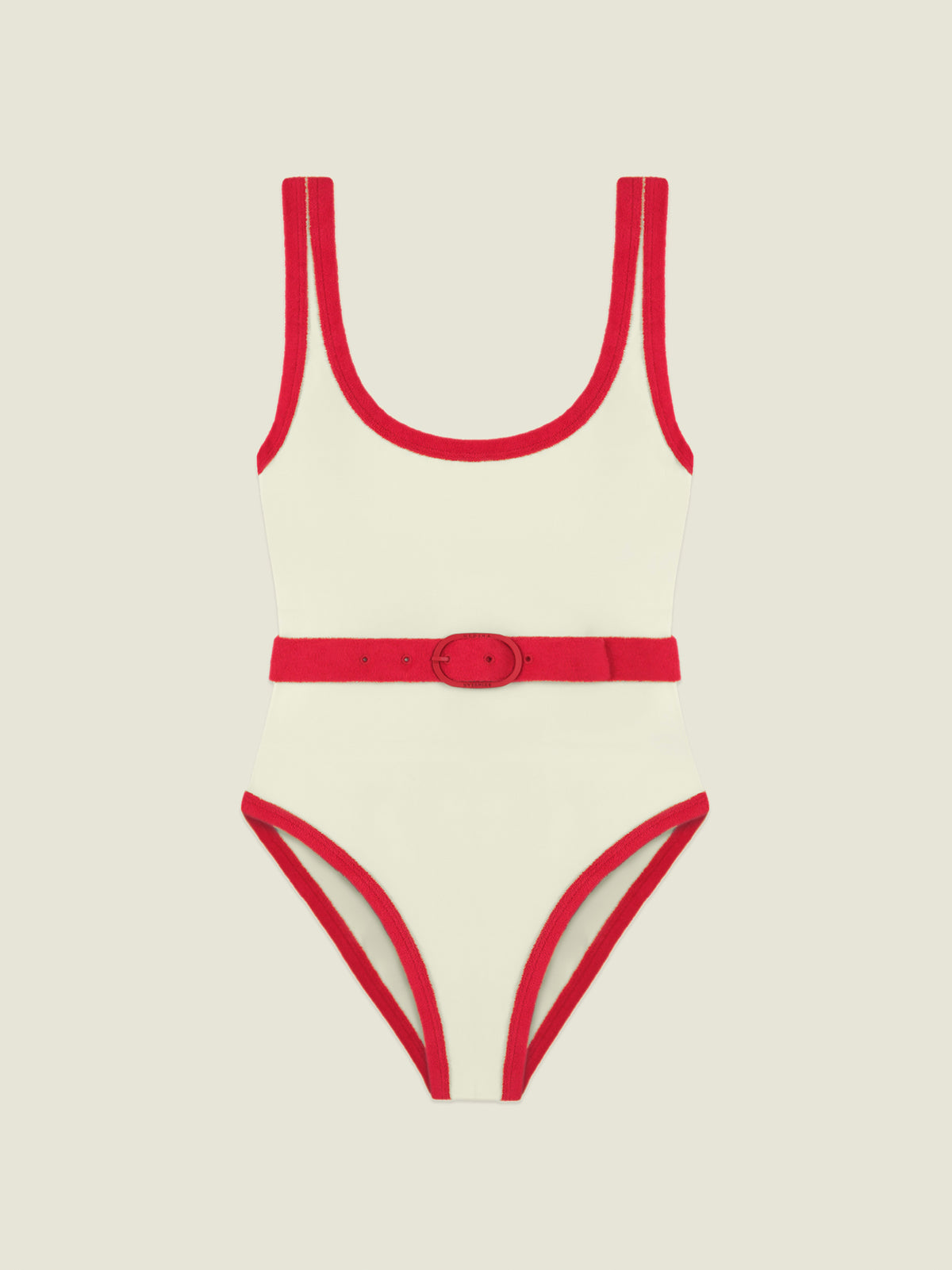 Volley - Ivory / Sporting red - One-piece Swimsuit